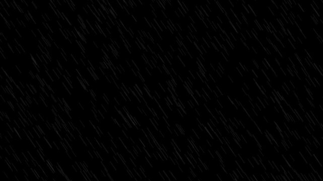 Heavy Rainfall Animation on Black Background