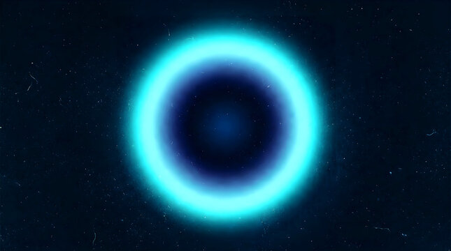 Abstract radial cyan glow circle with dark blue grainy texture background