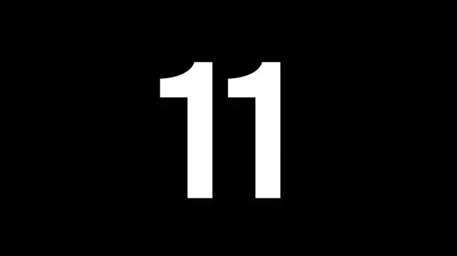Pixel number 11, number eleven, alpha channel, alphabet and letters in pixel style with a transparent background