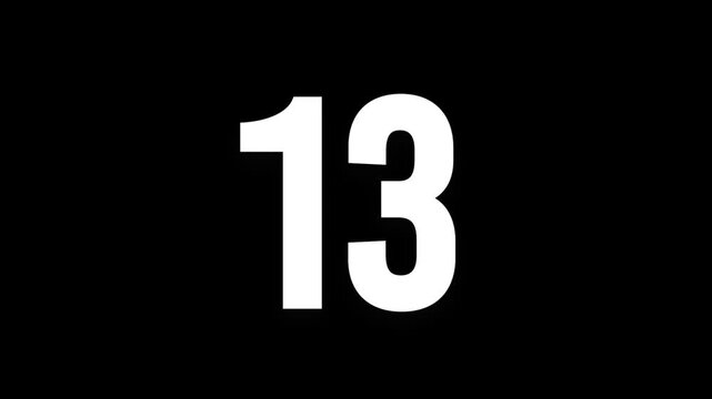 Pixel number 13, number thirteen, alpha channel, alphabet and letters in pixel style with a transparent background