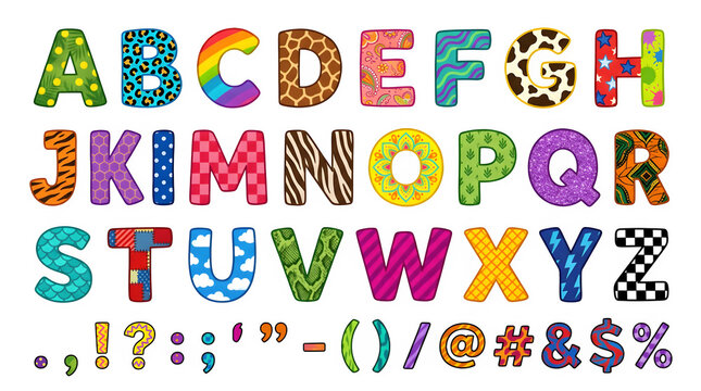 Colorful alphabet on transparent background isolated on transparent background