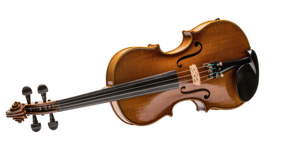 Fototapeta premium Antique wooden violin with black chin rest, isolated on transparent background
