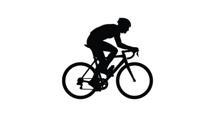 Naklejka premium Cyclist Riding A Road Bike In Silhouette Against A White Background bicycle biking cycling rider