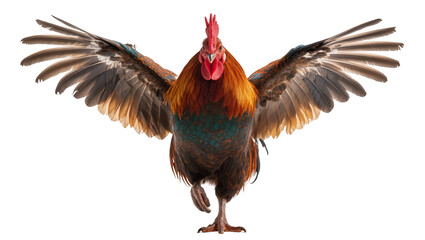 Majestic rooster with spread wings, isolated on transparent background © Adrian