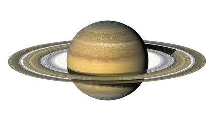 Saturn planet with prominent rings, isolated on transparent background © Adrian