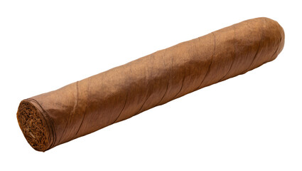 Rolled tobacco leaf cigar with rough texture, isolated on transparent background © Adrian