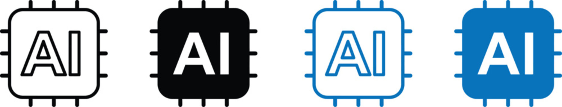 Ai chip icons in various colors and styles