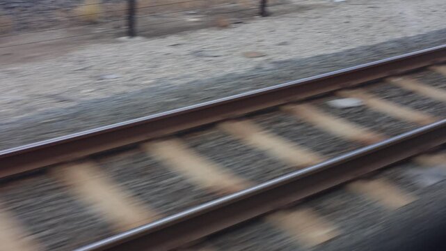 Speeding Along Light Rail Train Tracks.