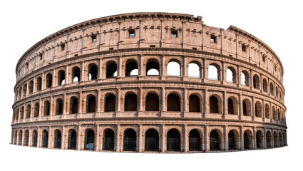 Obraz premium Ancient Roman Colosseum amphitheater with arches, isolated on transparent background
