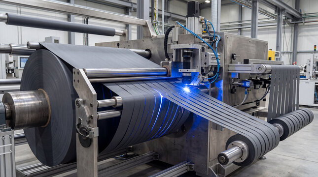 Advanced industrial laser cutting machine slicing ultra smooth burr free edges on manufacturing roll materials