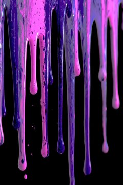 Liquid Paint Drip Loop Over Black Surface With Bright Colors