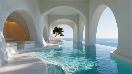Fototapeta premium Luxury Coastal Architecture With Sculptural Design by the Mediterranean Sea