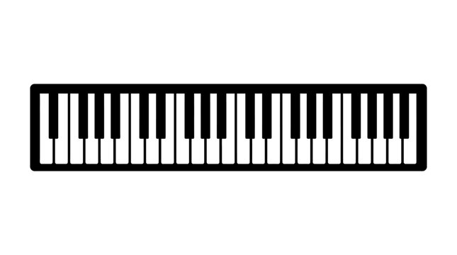 Piano Keyboard Silhouette On White Background Musical Instrument Illustration
