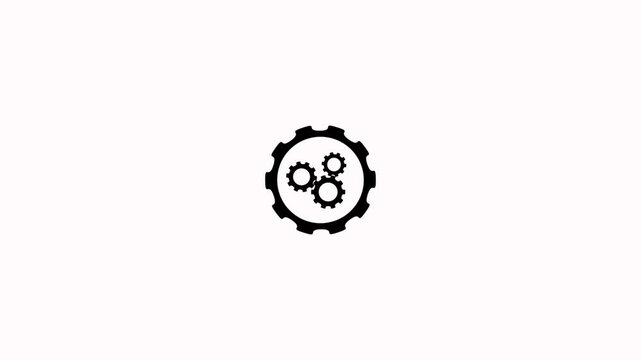 Gear cogwheel mechanism symbol animation on white transparent background. Cogwheel gear icon logotype rotating animation. Mechanical gear rotating icon with alpha channel