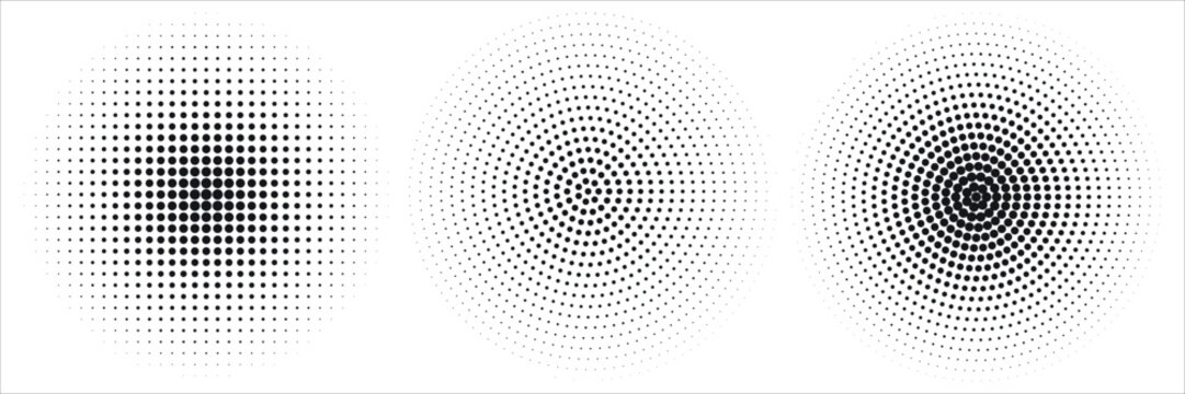 Set of black halftone dots backgrounds. Eps10