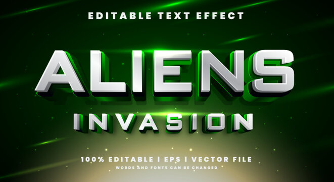 Editable aliens invasion 3d text effects