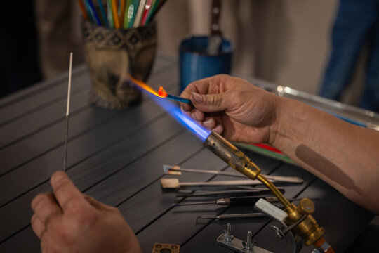 Lampworking Making glass bead. Lampwork studio	