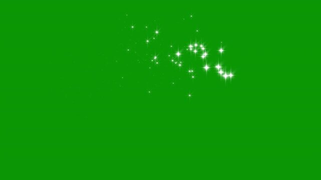 Radiant sparkle comet line, fairy dust glitter stream, glowing starlight particles, magical twinkle effect, seamless overlay animation, green background, 4k