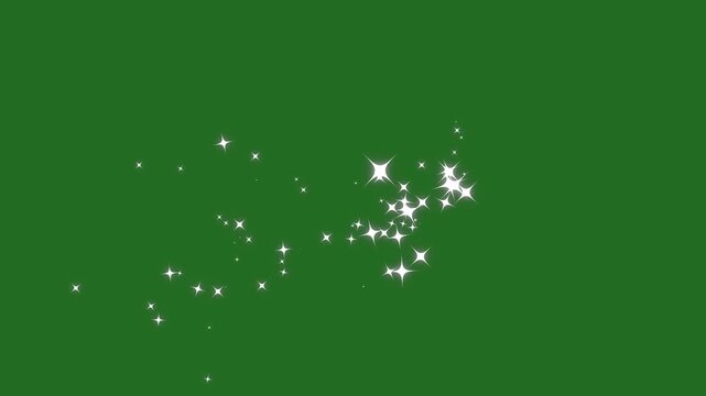Radiant sparkle comet line, fairy dust glitter stream, glowing starlight particles, magical twinkle effect, seamless overlay animation, green background, 4k