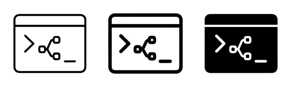 Coding, web development, programming icons, code symbols, black and white