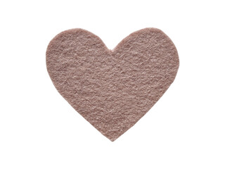Fototapeta premium Textured beige felt fabric cut out in a heart shape on a transparent background
