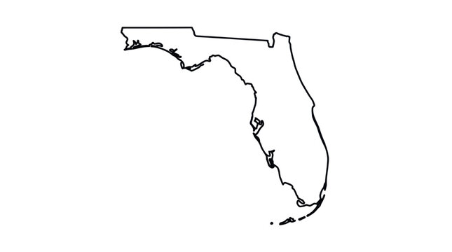 Florida map outline in minimalist single line art style
