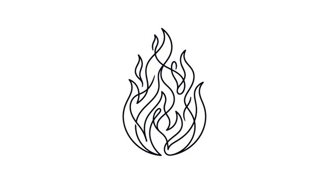 Minimalist flame symbol in a single line art style