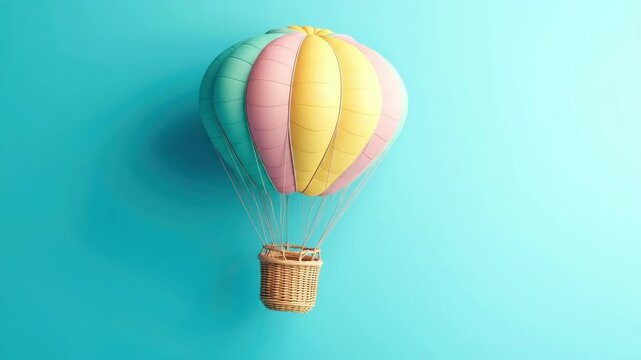 Colorful hot air balloon. Travel and adventure air transport concept, for poster design, postcards, decorative elements to celebrate birthday and other event