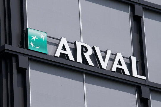 Arval BNP Paribas Group corporate sign on building facade in Switzerland