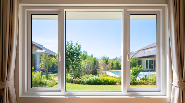 Installation of energy-efficient double-pane windows in modern home designs was featured in a contemporary indoor display for enhancing insulation