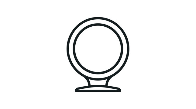 Minimalist circular tabletop mirror icon with pedestal stand