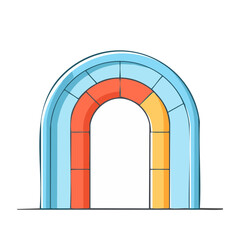 Fototapeta premium Flat design rainbow arch with clouds