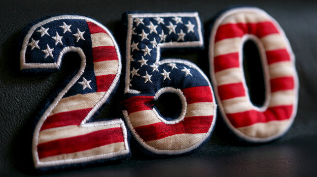 Vibrant fabric patch features American flag design with bold numbers stitched