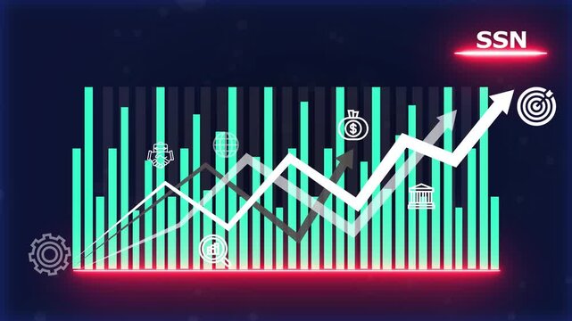 Business Growth Strategy Marketing Positioning Concept with Infographic and SSN  Graphs and Charts with background 4k video animation...