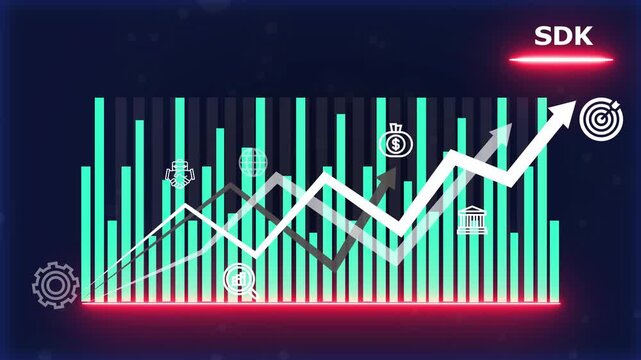 Business Growth Strategy Marketing Positioning Concept with Infographic and SDK Scalable  Graphs and Charts with background 4k video animation...