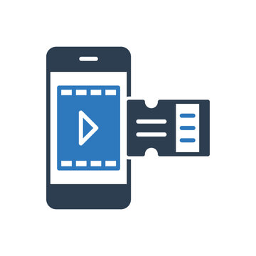 Online Movie Ticket With Mobile Icon