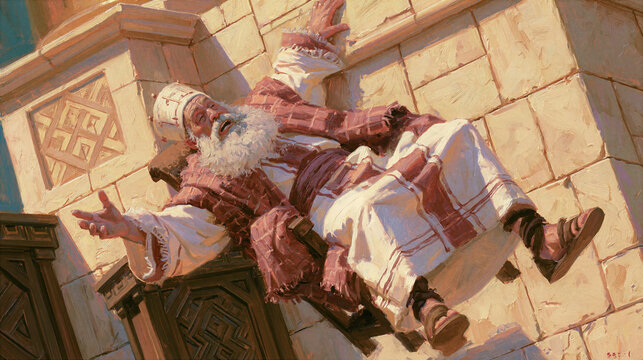 Eli falling backward off his chair and breaking his neck upon hearing the Ark was captured