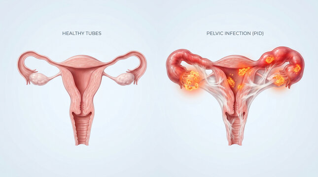 Pelvic Inflammatory Disease PID and Healthy Fallopian Tubes