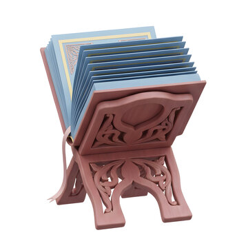 Quran stand with open book