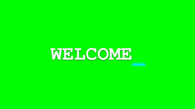 Animated welcome text on green screen chroma key