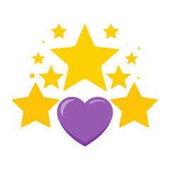 Obraz premium Yellow star with purple heart vector icon