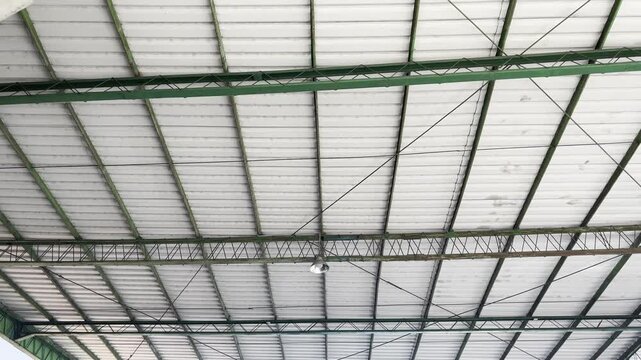 Industrial Steel Roof Truss Architecture Low Angle