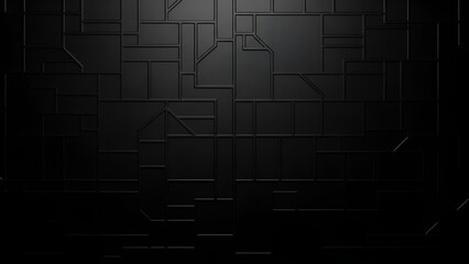 Fototapeta premium Dark gray metallic surface with geometric shapes and lines forming a complex pattern