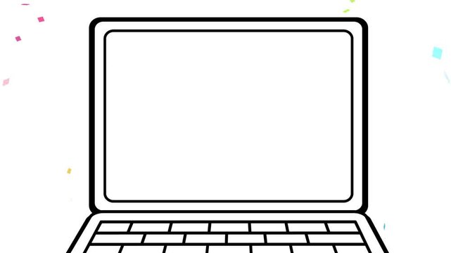 パソコン, スマホ, PC, 紙吹雪, 集中線, 効果線, 漫画, ノートパソコン, コンピュータ, ノート, テクノ, ビジネス, モニター, サイバー, コミュニケーション, オフィス, ネットワーク, 鍵盤, 正月, クリスマス, メリークリスマース, 携帯, 電話, ハロウィン, Personal computer, smartphone, PC, confetti, speed line