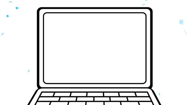 パソコン, スマホ, PC, 紙吹雪, 集中線, 効果線, 漫画, ノートパソコン, コンピュータ, ノート, テクノ, ビジネス, モニター, サイバー, コミュニケーション, オフィス, ネットワーク, 鍵盤, 正月, クリスマス, メリークリスマース, 携帯, 電話, ハロウィン, Personal computer, smartphone, PC, confetti, speed line