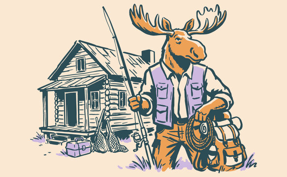 Forest camp artwork. Summer Adventure at the mountain graphic artwork for t shirt and others. Forest explore design. Mountain forest club. Go outside.