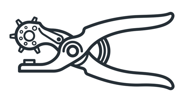 Minimalist black outline icon of a rotary leather punch tool featuring a circular revolving head with sharp metal teeth