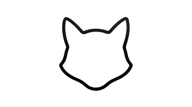 Minimalist black outline of a fox head shape drawn with thick marker strokes on a clean white paper background surface
