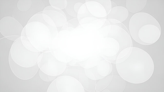 White translucent circles overlapping on a light gray background with soft shadows and subtle gradient effects creating depth and dimension