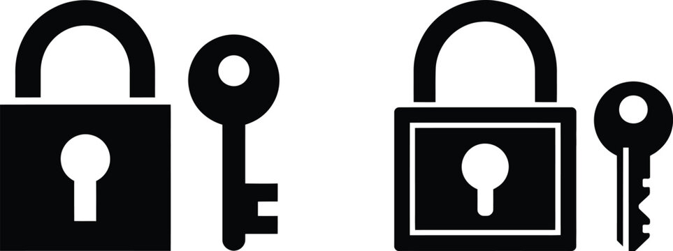 Set of padlocks and keys icons